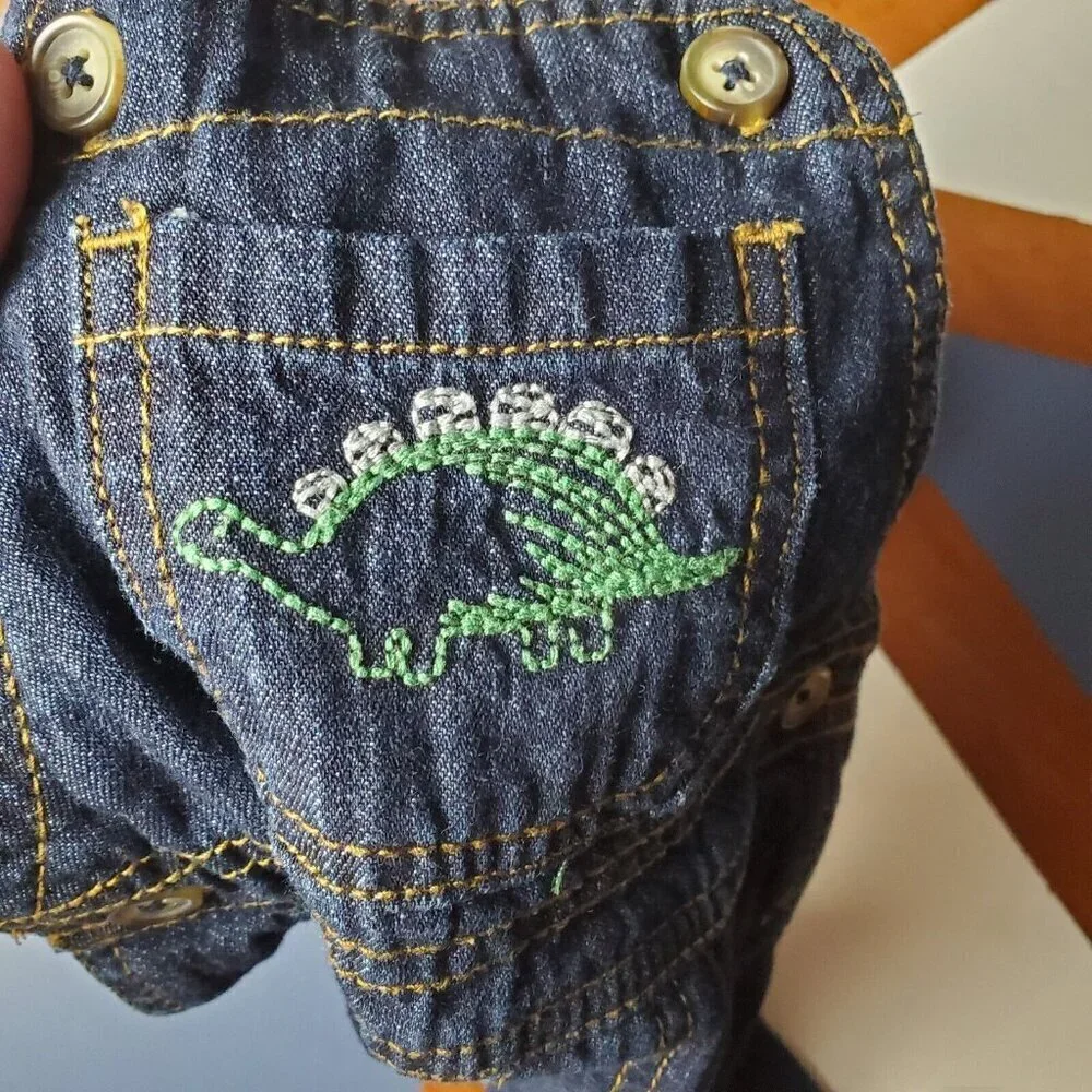 Just One You Carter's Bib Overalls Boys‎ 12 Month Embroidered Dinosaur Denim